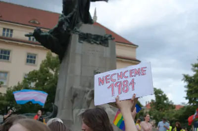 Sign reading “We do not want 1984”